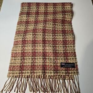 Made in Scotland 100% Cashmere classic checkered scarf. 12-1/2" Wide & 65" long